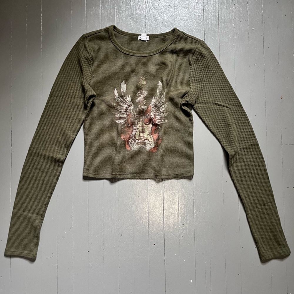 Garage guitar long sleeve crop top